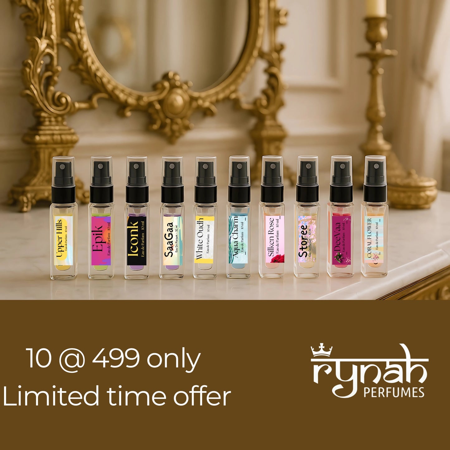 1) Mini Perfume Set - Unisex - 10 x 10 ml (Value for Money Deal)