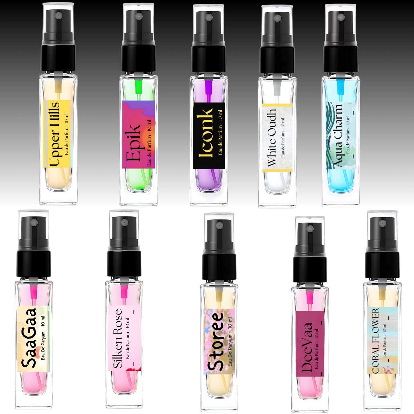 1) Mini Perfume Set - Unisex - 10 x 10 ml (Value for Money Deal)