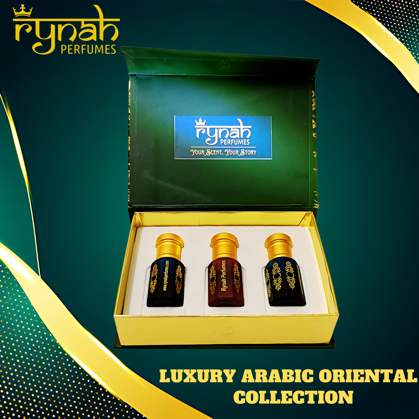 Fragrance Oil - Attar - Green Oriental Arabic Collection - Set of 3 x 6 ml .