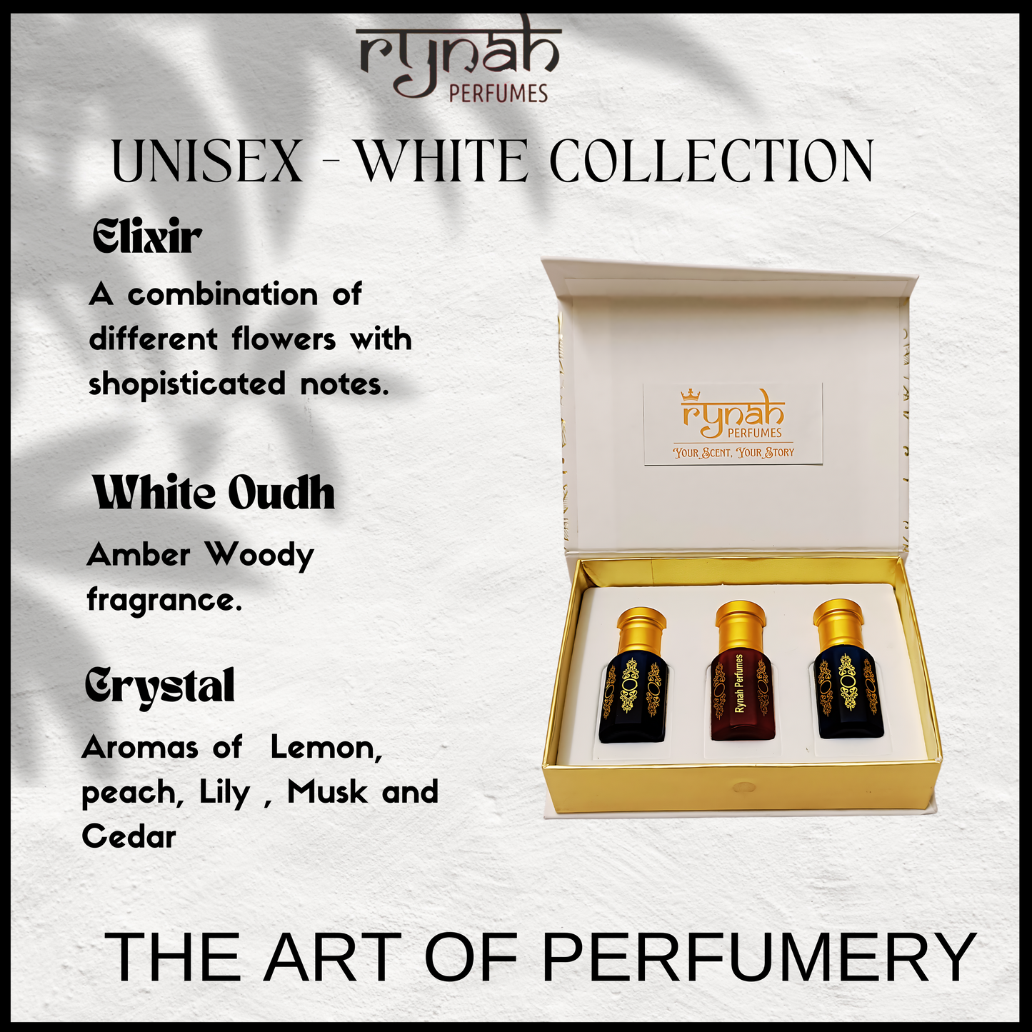 Fragrance Oil - Attar - White Unisex Luxury Collection - Set of 3 x 6 ml