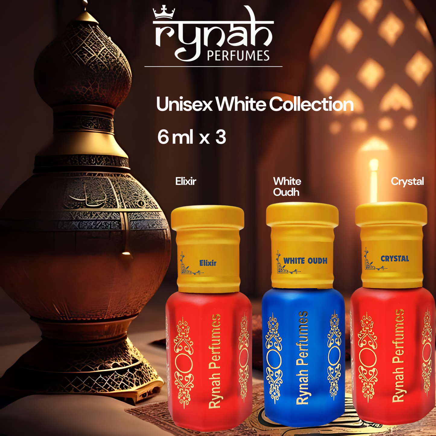 Fragrance Oil - Attar - White Unisex Luxury Collection - Set of 3 x 6 ml