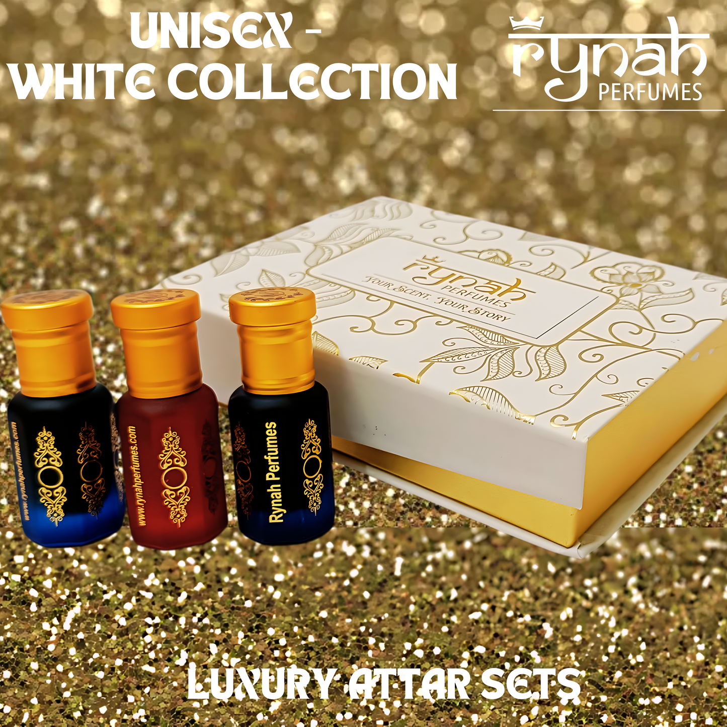 Fragrance Oil - Attar - White Unisex Luxury Collection - Set of 3 x 6 ml