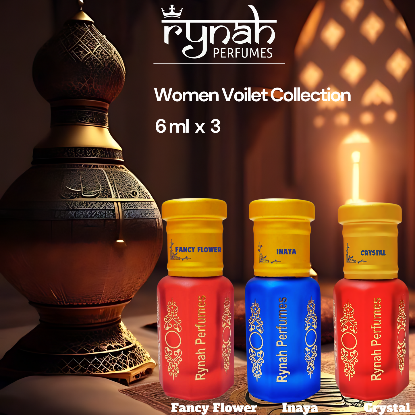 Fragrance Oil : Attar - Violet Collection For Women / Unisex- Set of 3 x 6 ml