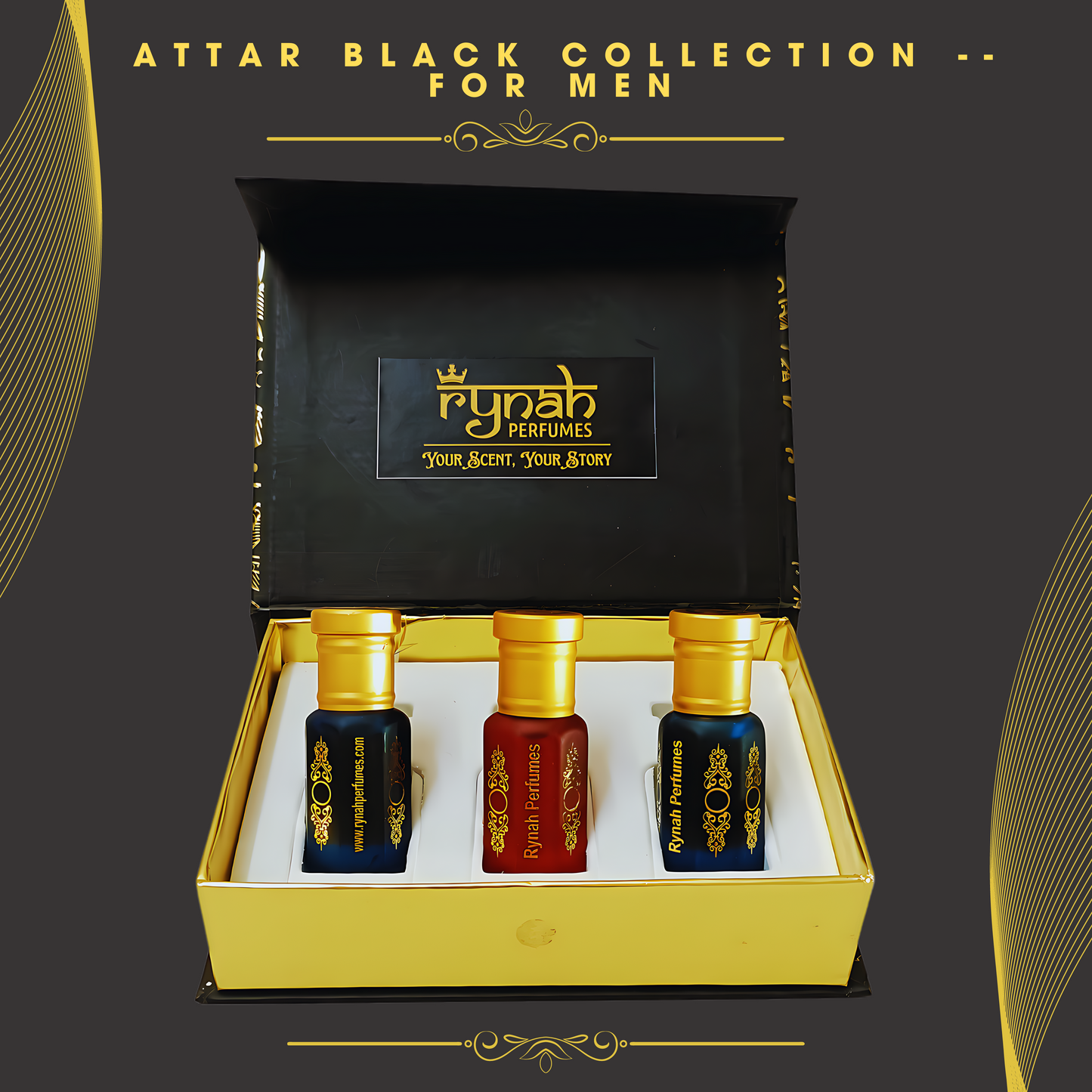 Fragrance Oil - Attar - Black Collection For Men- Set of 3 x 6 ml.