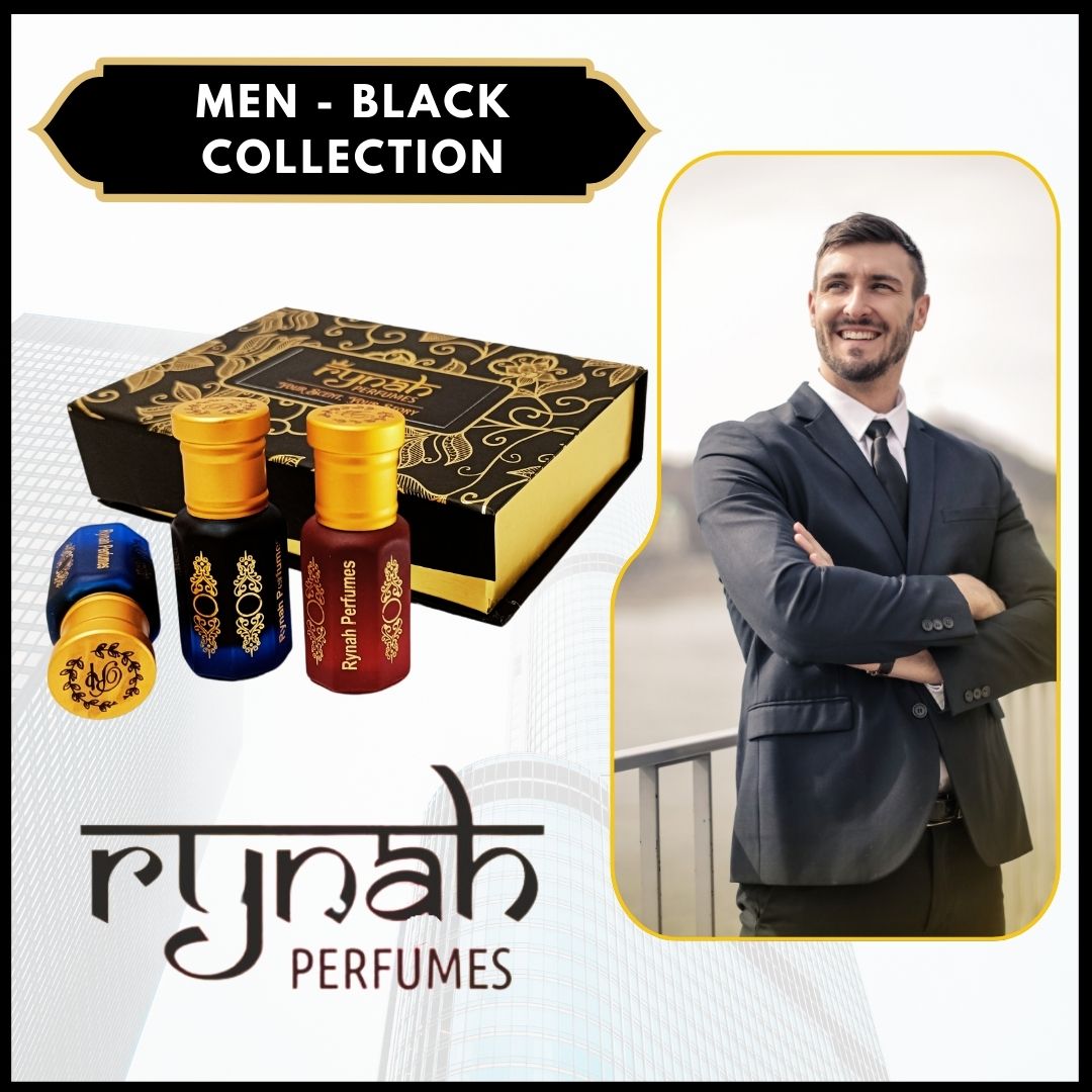 Fragrance Oil - Attar - Black Collection For Men- Set of 3 x 6 ml.